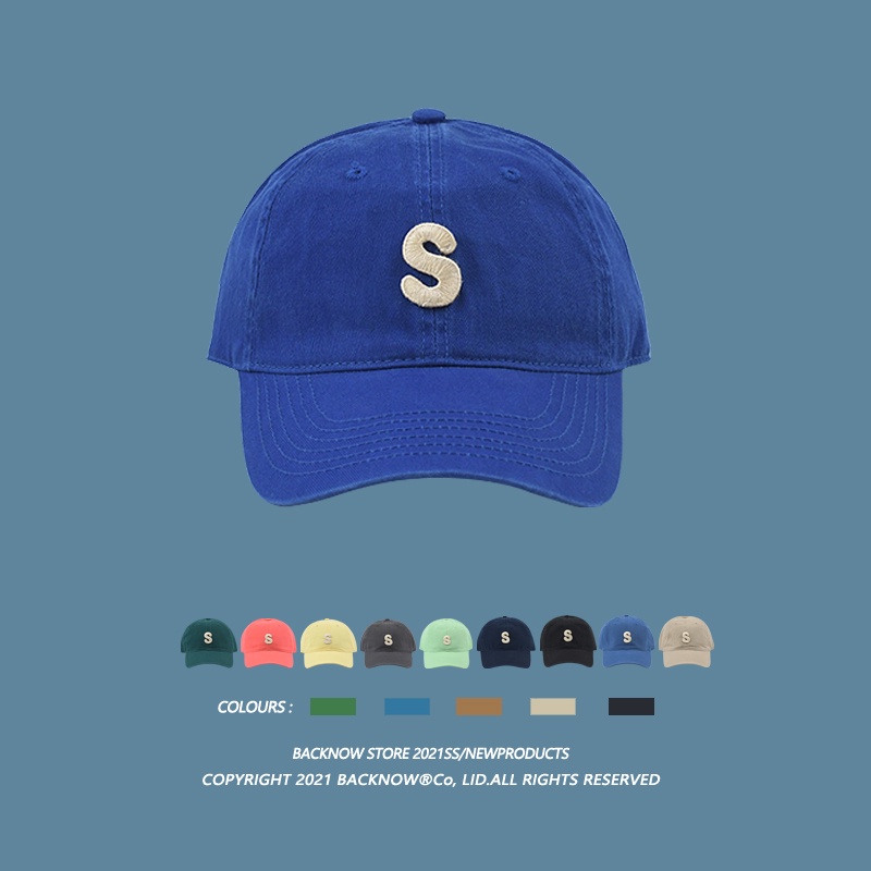 Mũ lưỡi trai chống nắng màu trơn họa tiết chữ cái phong cách Nhật Bản thời trang cho nam và nữ 15a