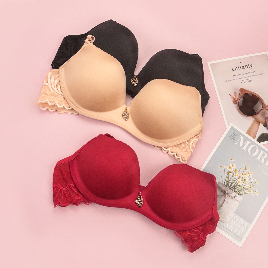 Áo Lót Nữ Cao Cấp Luperi LP820300001 Bản 2 Móc Ren Không Gọng Đệm Đẩy Vừa Mút Siêu Thoáng