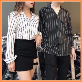_FREE SHIP 99K_Áo sơ mi Sọc Đen Trắng Nam Nữ Unisex HOT Nhất Vải Thái Bền Đẹp chống xù