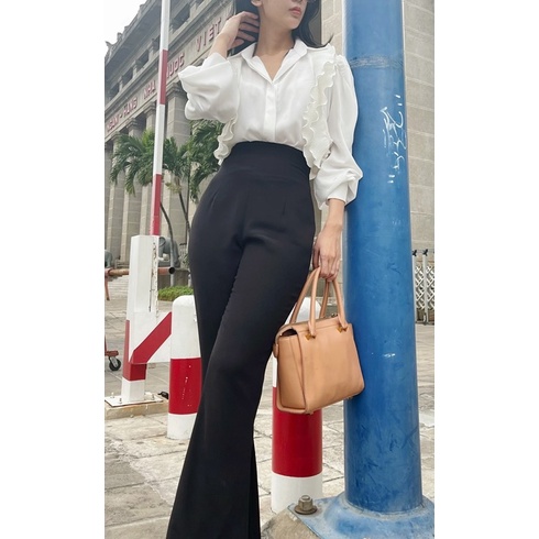 VELLE DESIGN quần ôm ống loe Emma chất cotton gold Hàn quốc dày dặn không nhăn