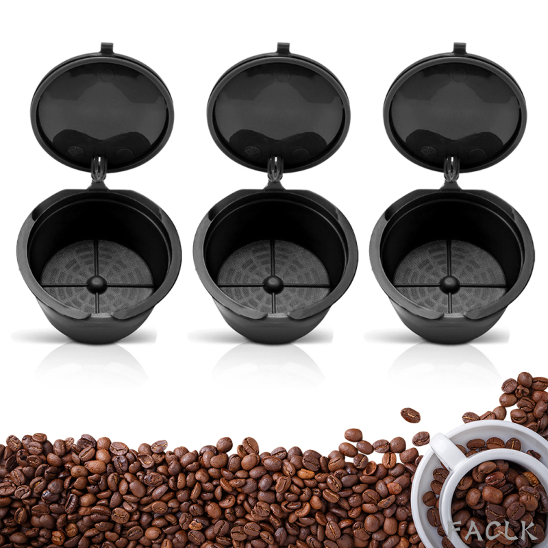 3PCS Refillable Reusable Espresso Coffee Capsule Filter Reutilisable Coffee Capsule Espresso Cups Spoon Brush