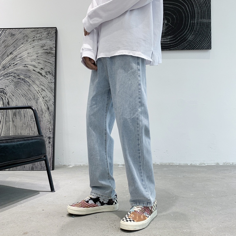 Quần jeans lửng AOKANG ống rộng phong cách Hong Kong thời trang cho nam