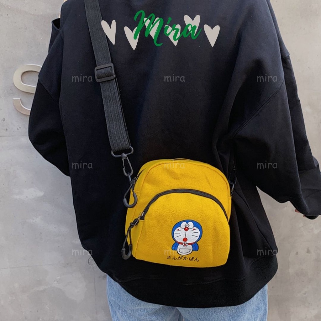 Túi Xách Nữ Đeo Chéo Tote Canvas Đựng ĐiệnThoại Đi Chơi Thêu Hình Doremon Ulzzang Hàn Quốc MIRA-TV58004