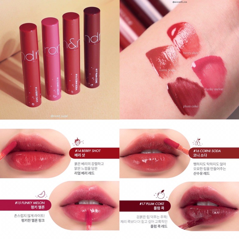 [Màu 01-21] Son tint lì Romand Juicy Lasting Tint full 21 màu (Có Sẵn)