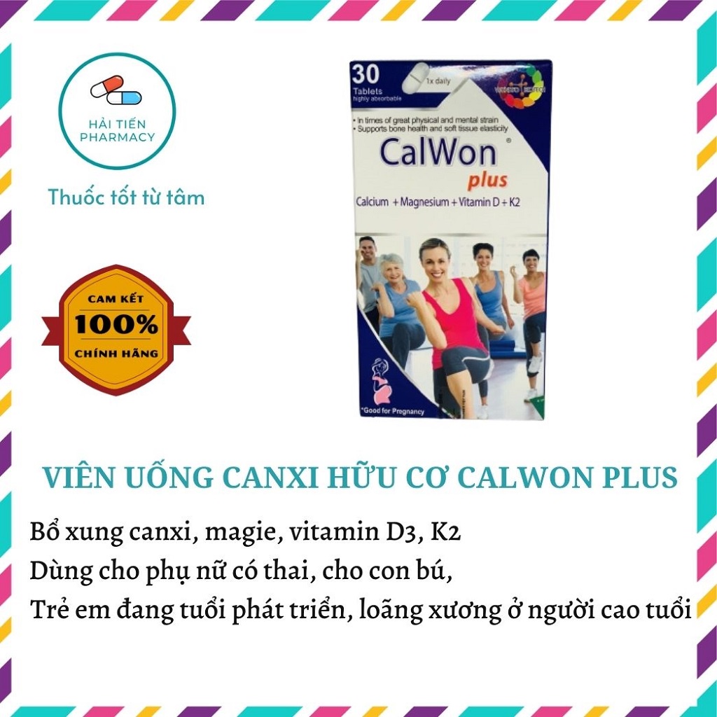 Viên uống bổ sung canxi hữu cơ Calwon plus hộp 30 viên nhập khẩu Đức