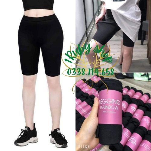 Quần Legging Lửng Cạp Chun RAINBOW FRRESHIP Quần Ngố Nữ Vải Cao Cấp Thun Ngố Nữ Co Giãn Tốt Dáng Ôm