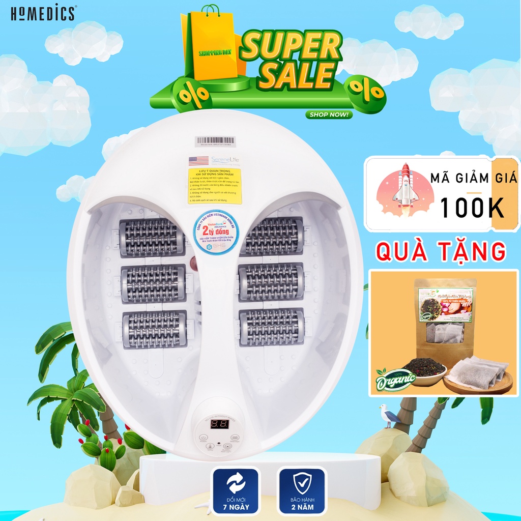 Bồn Ngâm chân, Máy ngâm chân SereneLife SL17 Nhập Khẩu Hoa Kỳ Sục bọt khí, rung massage tự động.