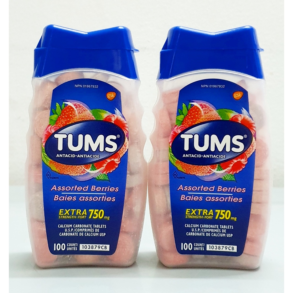 Kẹo ngậm hương trái cây hỗ trợ tiêu hoá Tums chai 100 viên từ Mỹ