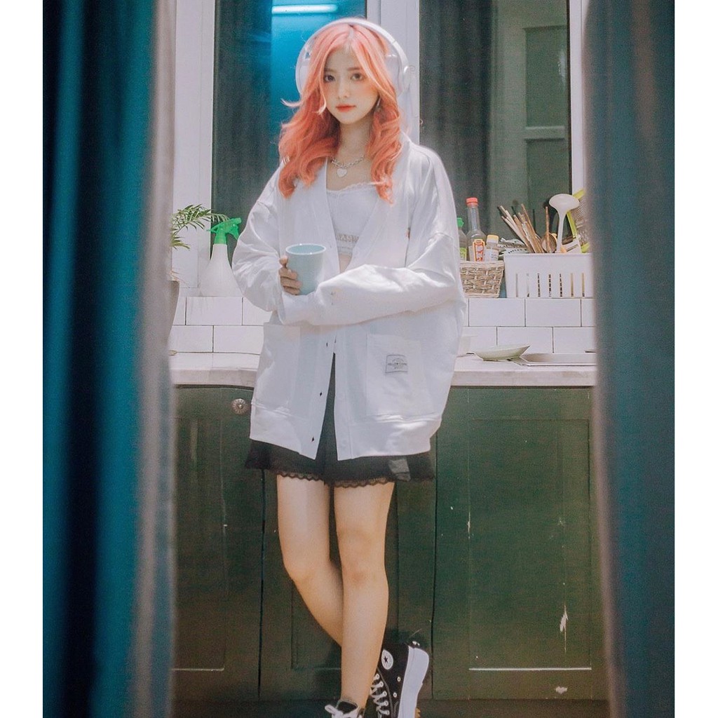 Áo Khoác Cadigan Nỉ Nữ MY GRADEN YELLOW FLICKER HỒNG TRẮNG UNISEX | BigBuy360 - bigbuy360.vn