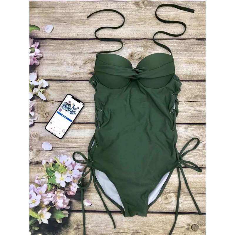 Bikini liền đẹp đồ bơi một mảnh buộc dây 2 bên sườn mặc đi biển sang chảnh