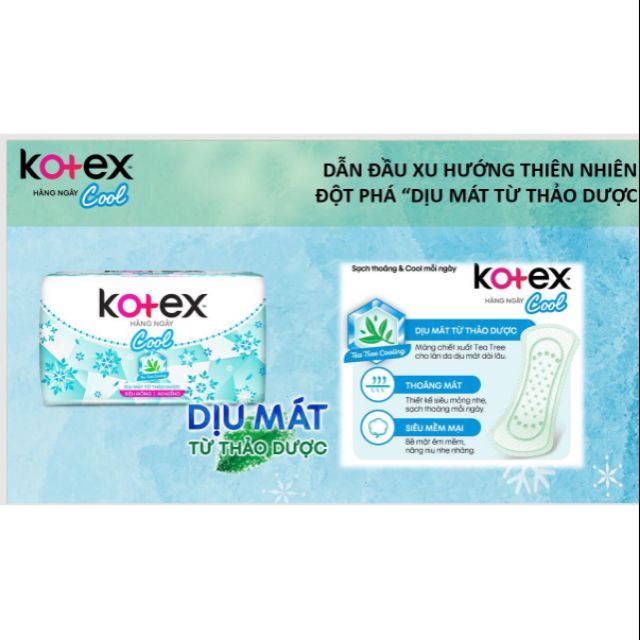 Băng Vệ Sinh Hàng Ngày Kotex Dịu Mát Từ Thảo Dược 20 miếng