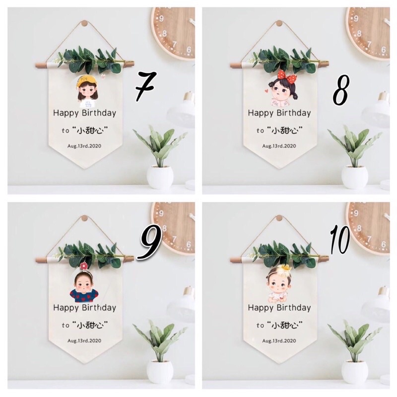 Cờ treo trang trí sinh nhật  in tên và tuổi bé theo yêu cầu