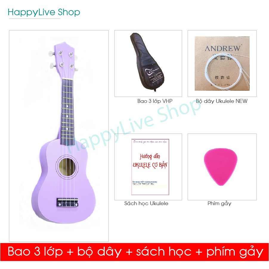 Đàn Ukulele Tím Soprano + Bộ phụ kiện