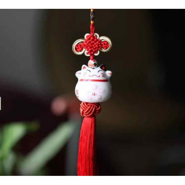 Mèo Thần Tài Maneki Neko Dân Kinh Doanh Buôn Bán Không Thể Thiếu- cheo xe hơi