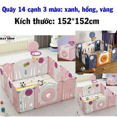 Quây cũi nhựa gấp gọn TẶNG KÈM 1 THẢM + BÓNG, quây bóng chốt 360 linh hoạt chất liệu nhựa HDPE an toàn và cao cấp