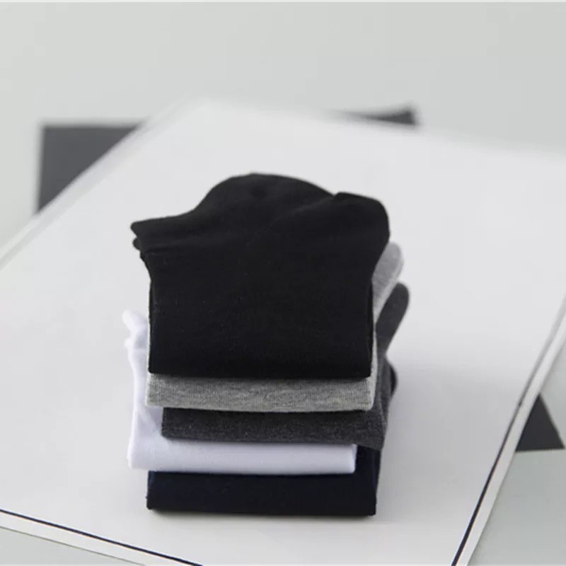 Vớ Cotton Cổ Ngắn Màu Trơn Thoáng Khí Cho Nam Nữ