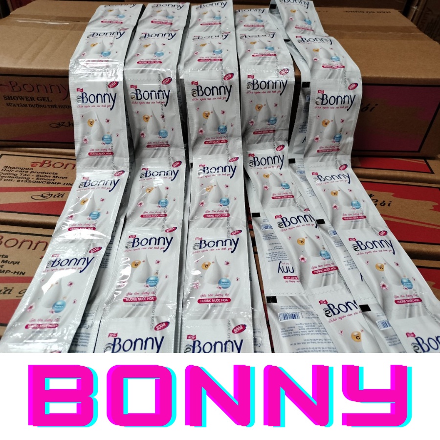 Sữa tắm nước hoa thơm lâu BONNY, sữa tắm gói dưỡng ẩm và làm sạch da dùng trong khách sạn combo 100 gói rời hàng lỗi nhỏ