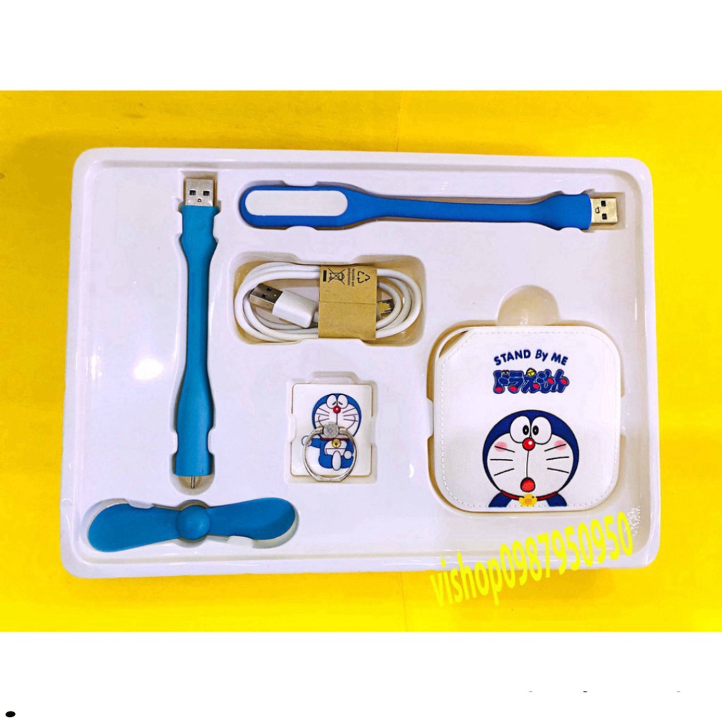 BỘ COMBO SẠC DỰ PHÒNG 5 MÓN ĐÁNG YÊU HÌNH DOREMON – HELLO KITTY