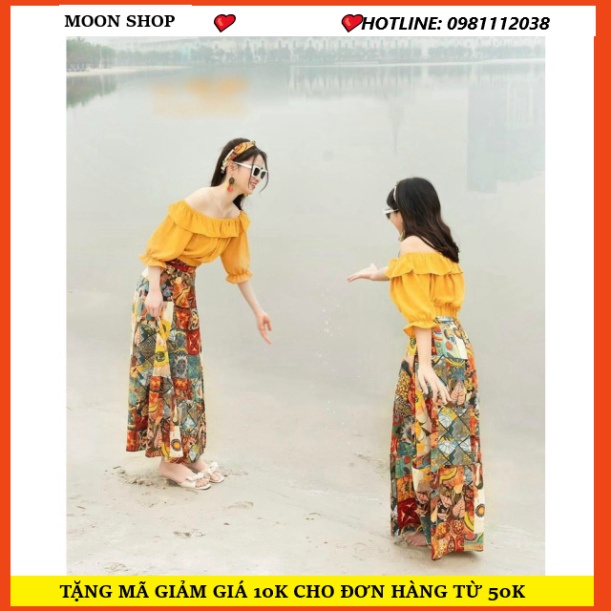 Sét áo trễ vai phần chân váy mặc đi biển_sét đi biển_sét đồng phục đi biển nữ -[ NEW ARRIVAL]