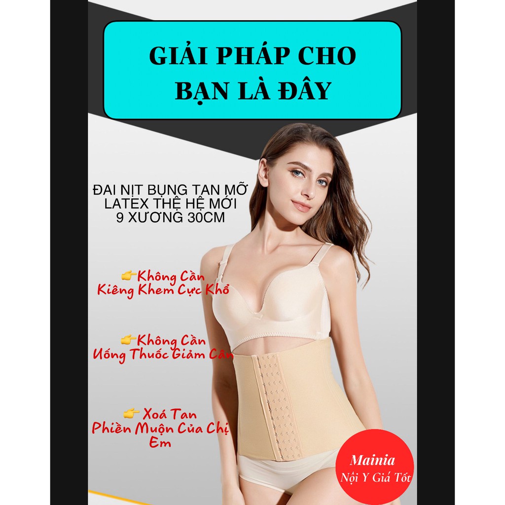 [Tặng Kem Tan Mỡ+Thước Dây] Đai Nịt Bụng Latex Giảm Eo Tan Mỡ 9 Xương Gen Bụng Cho Phụ Nữ Sau Sinh Loại 1 Mainia Shop