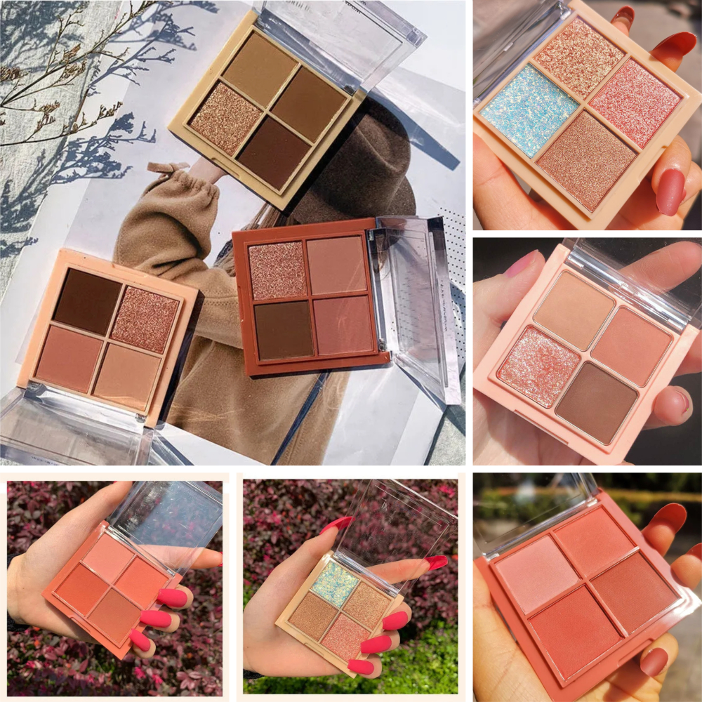 [Hàng mới về] Bảng phấn mắt 4 màu nhũ/ màu lỳ mịn màng không thấm nước | BigBuy360 - bigbuy360.vn