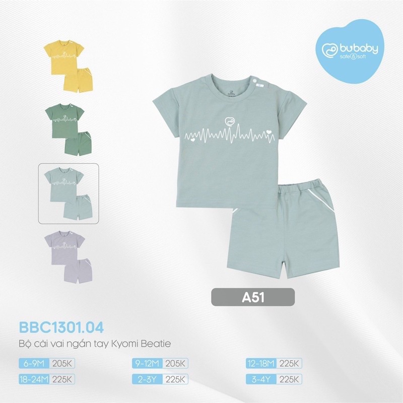 BUBABY- Bộ cộc tay cài vai nhịp tim BBC1301.04