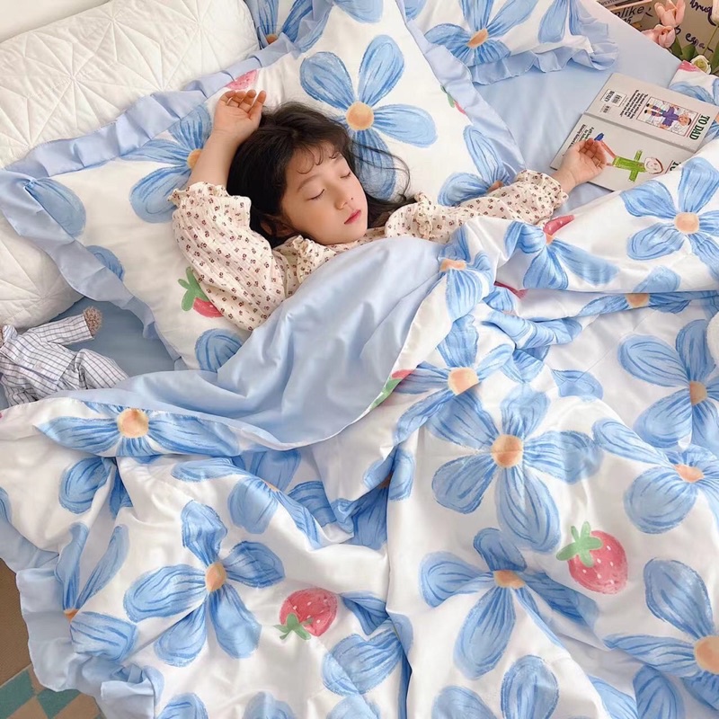 Sét chăn ga gối Đũi bèo Hàn Quốc chăn trần bông nhập khẩu mẫu mới 2022( tặng kèm vỏ ôm)