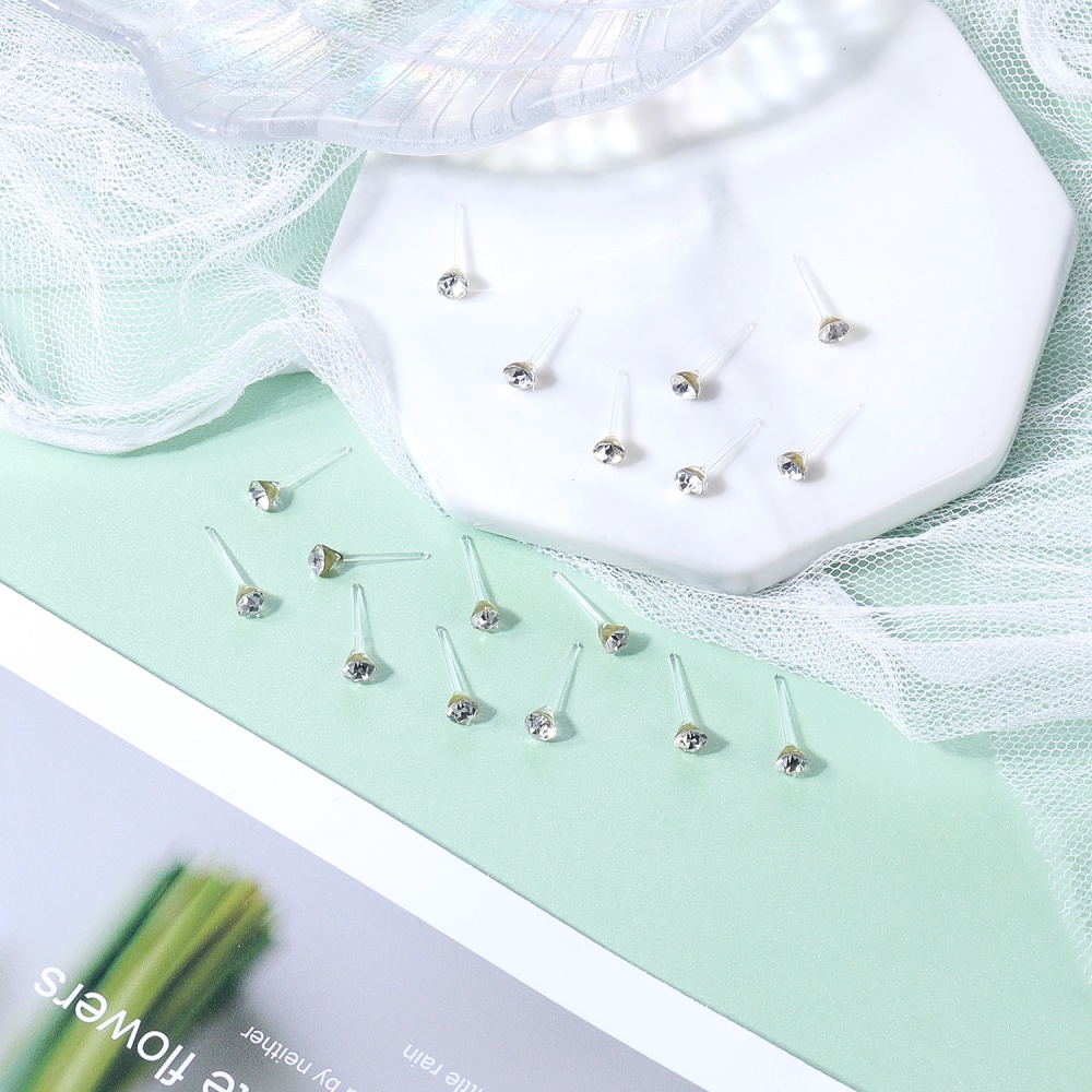 Set 10/20 Cặp Bông Tai Đính Đá 0.8Mm Không Gây Dị Ứng Thời Trang Nữ