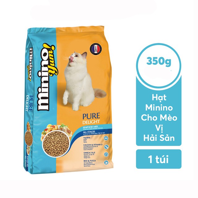 Thức ăn hạt khô Minino Yum vị Hải sản 350g