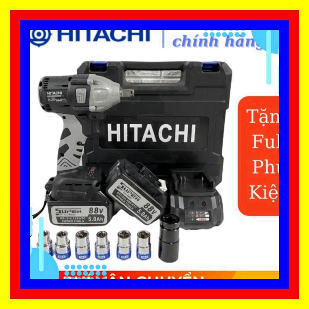 [Chính Hãng] Máy vặn ốc bulong Hitachi 88V - 2 TRONG 1 - 2 Pin - TẶNG 6 KHẨU DÀI + ĐẦU KHOAN SẮT . #