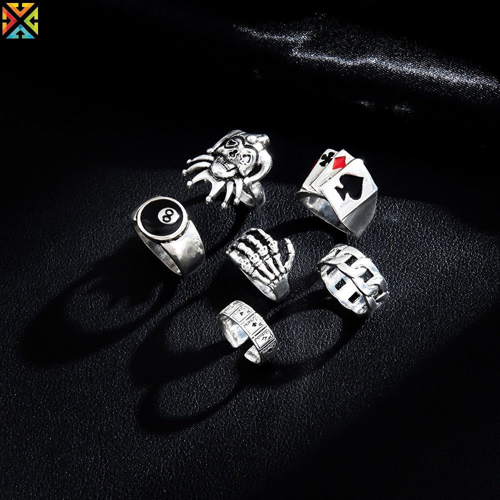 Bộ 6 Nhẫn Màu Bạc Thời Trang Cho Cặp Đôi