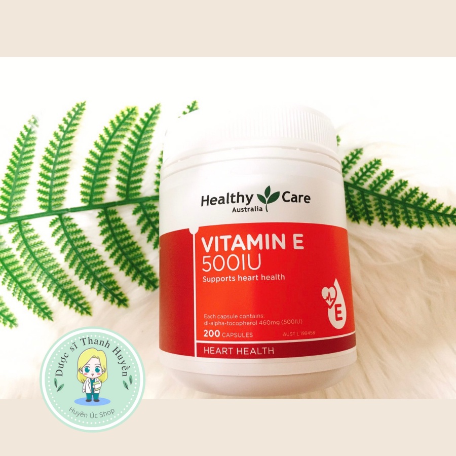 Healthy Care vitamin E - hộp 200 viên 500IU- viên uống đẹp da, hỗ trợ sức khỏe tim mạch