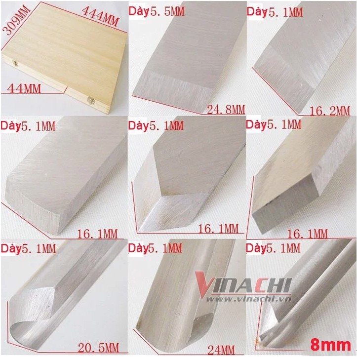 Bộ dao tiện, đục gỗ HSS bộ 8 cái