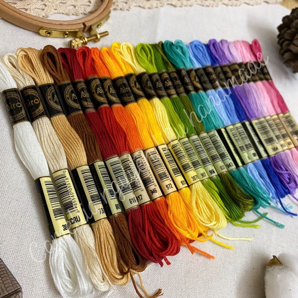 Set 24 Chỉ Thêu Airo Tông Màu Basic, Chỉ Cotton Chính Hãng Chất Lượng Giá Rẻ