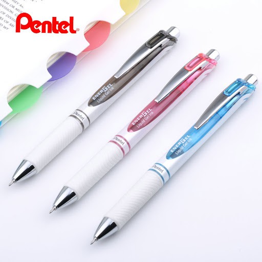Bút Energel Bấm Pentel Vỏ trắng  BL77PW | 5 màu vỏ | Siêu mượt