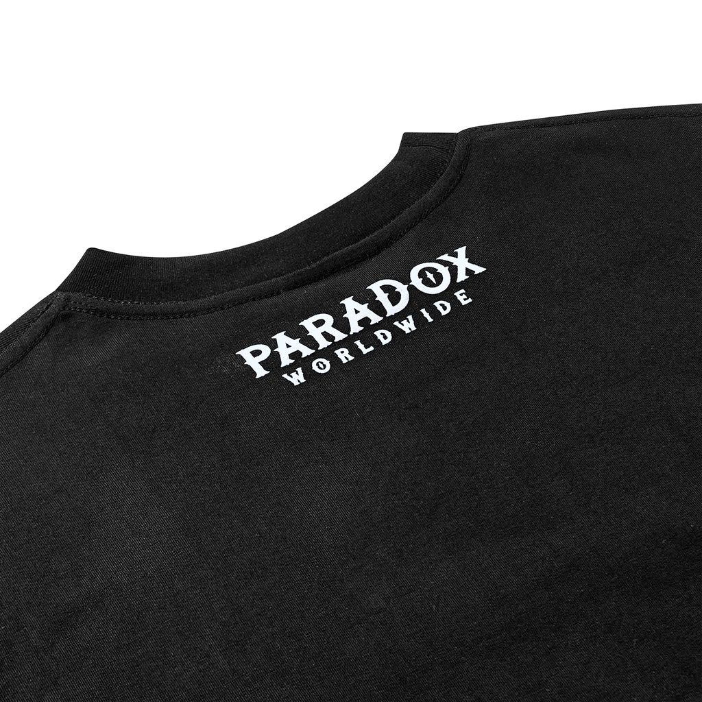 Áo thun form rộng Paradox tay lỡ - Unisex - In hình - VERTICAL EMBOSSING 2.0 - Màu đen