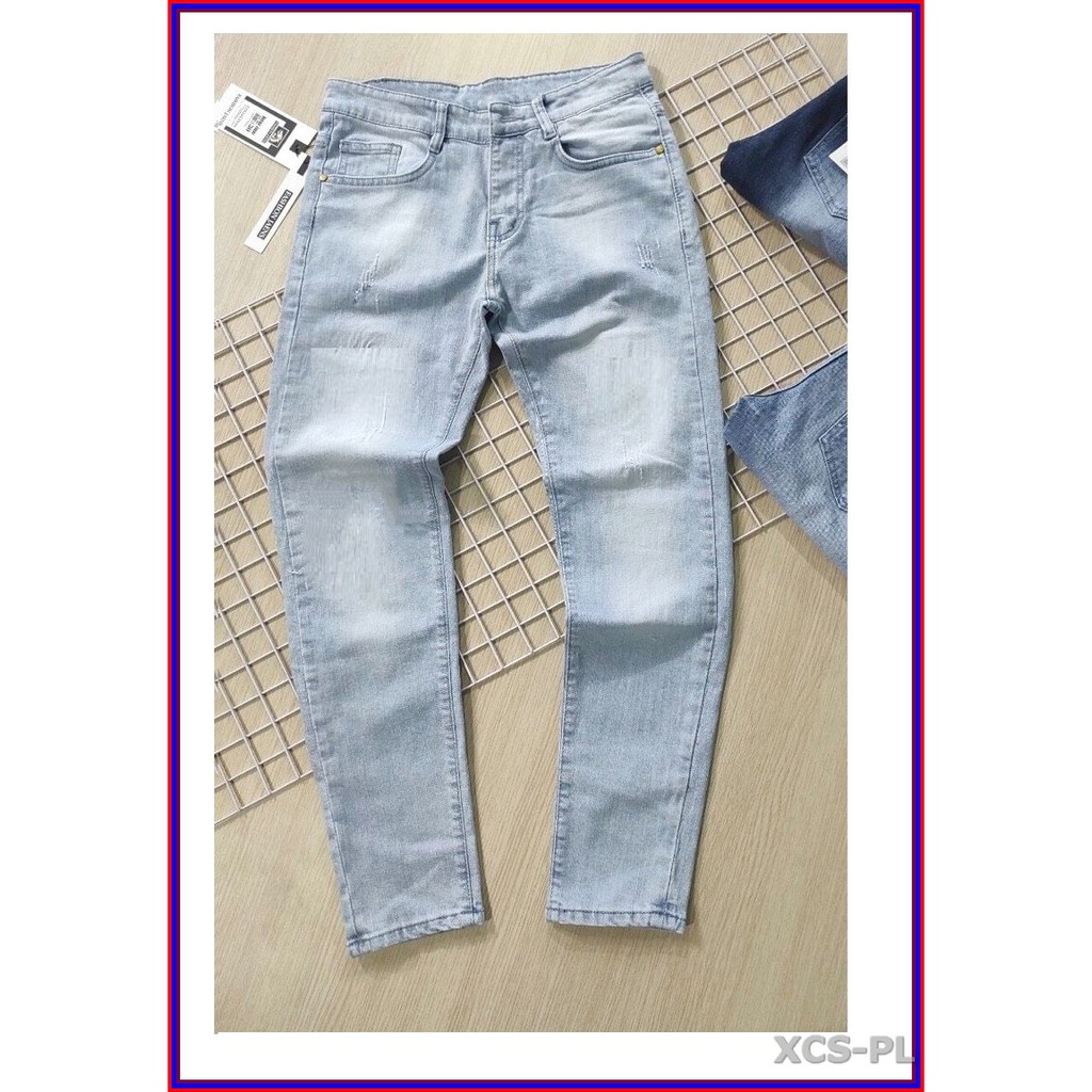 Quần jean nam cao cấp xanh bạc xước nhẹ 5678 không xù lông, không ra màu, chất giãn tốt 5n.3.136