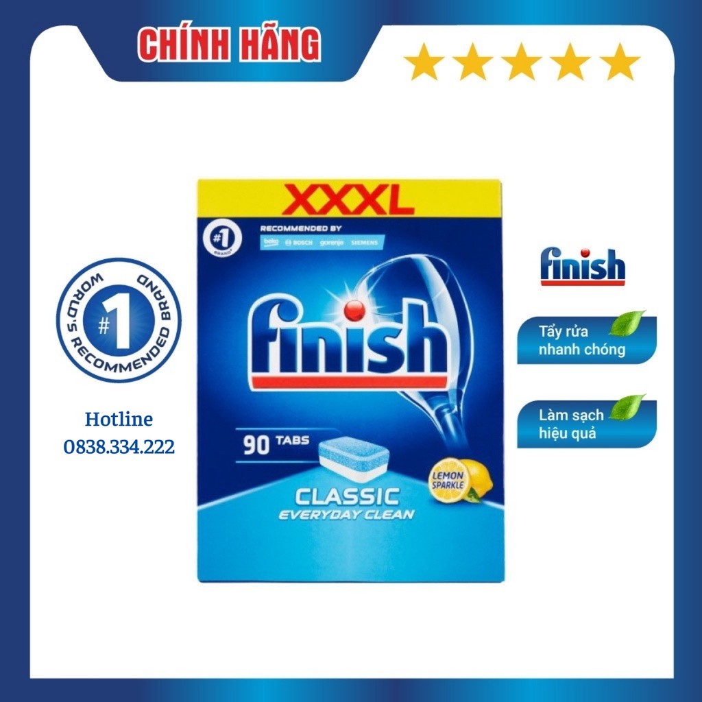 [HCM] Hộp 90 viên rửa chén Finish classic Hương Chanh