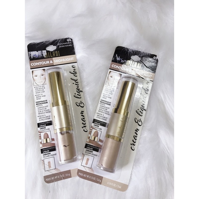 Bút tạo khối và bắt sáng Milani contour & highlight cream & liquid duo 2 đầu [Ảnh thật hình cuối] | BigBuy360 - bigbuy360.vn