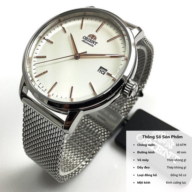 Đồng hồ nam Orient Classic RA-AC0E cơ chống nước 10 ATM mặt kính cường lực dây thép cao cấp chính hãng