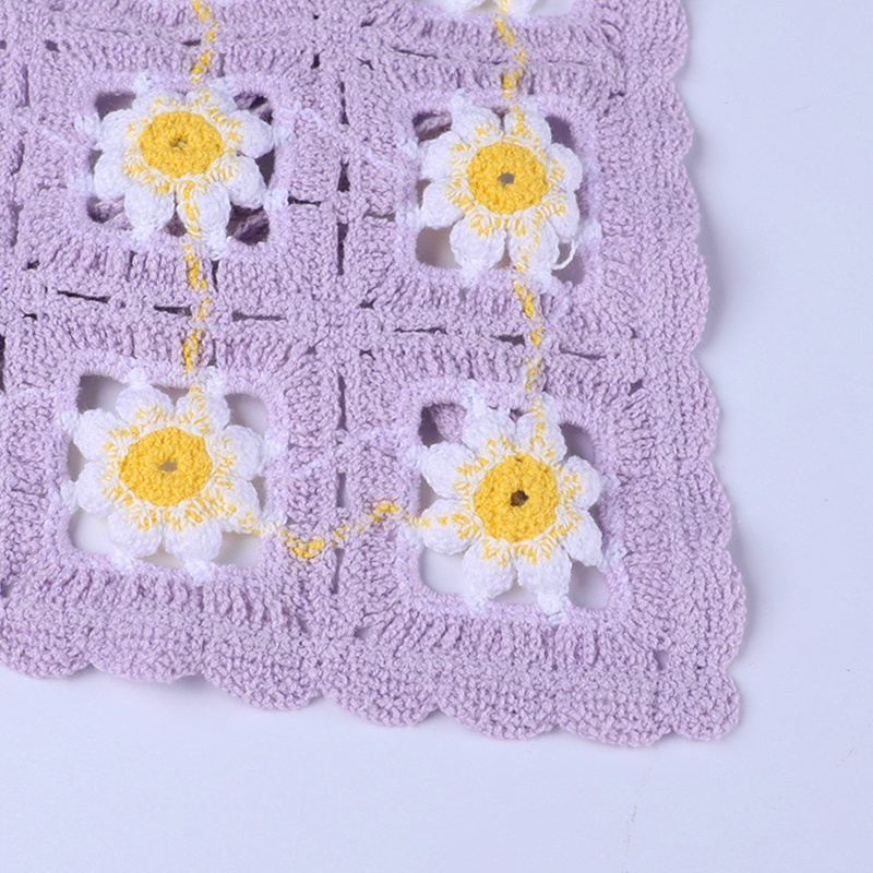 Áo Croptop Dệt Kim Đan Móc Hở Lưng Họa Tiết Hoa Quyến Rũ Thời Trang Cho Nữ