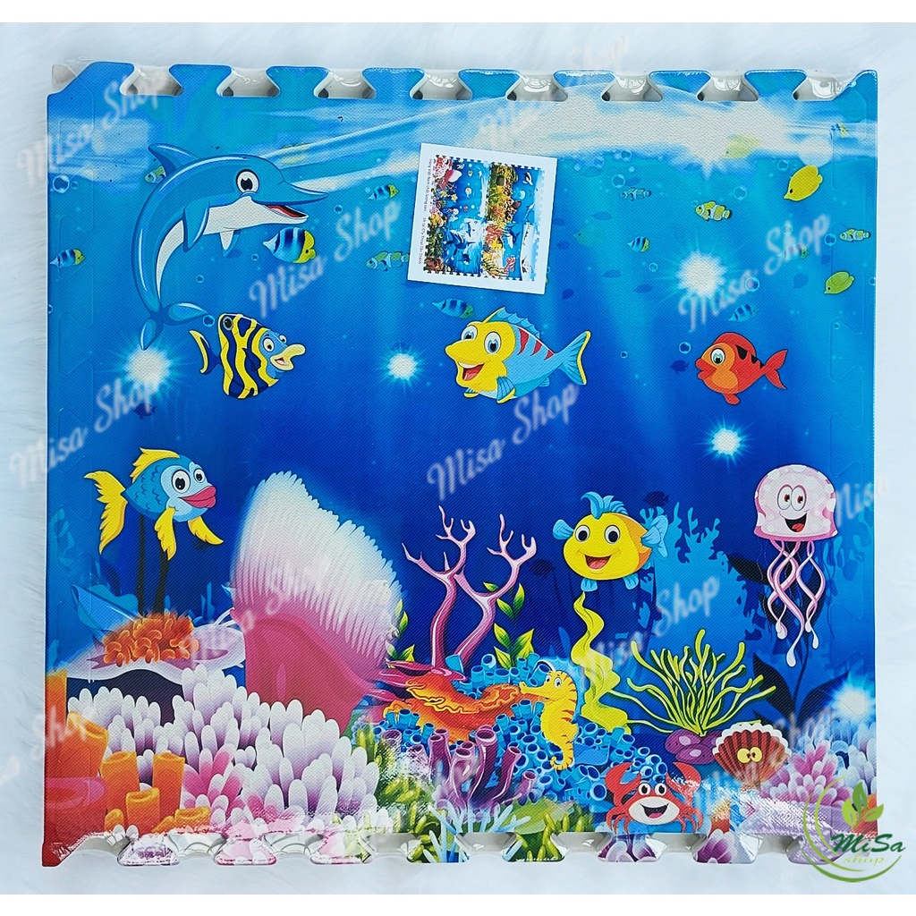 SALE Bộ 4 miếng tấm xốp lót sàn hình cá mập, kích thước 60x60 cm/ miếng