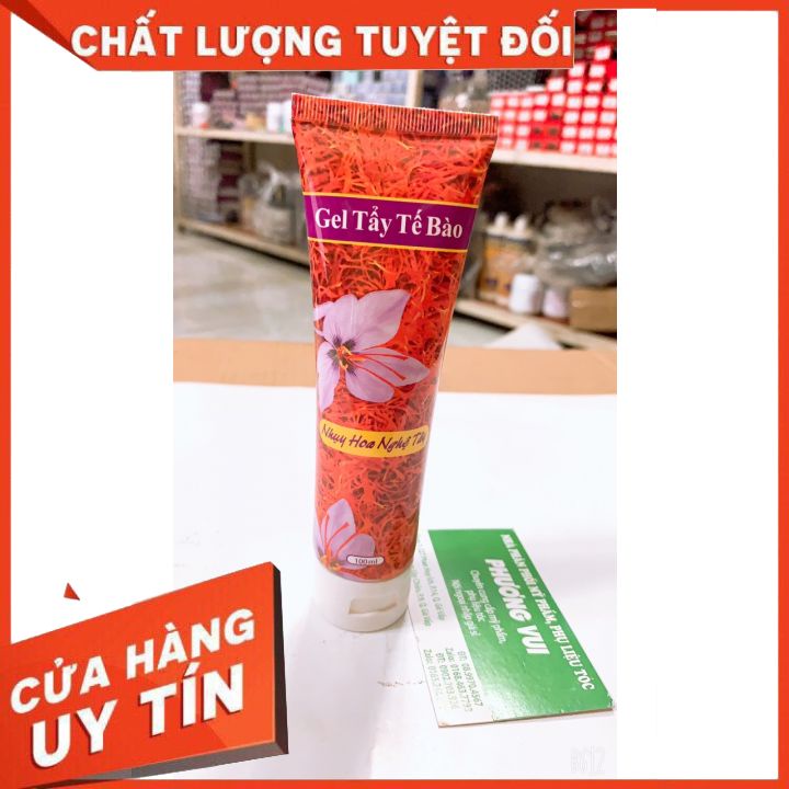 Gel Tẩy Tế Bào Chết nhụy hoa nghệ tây 100ml-giúp tẩy sạch lớp da sần sùi -giúp thông thoáng lỗ chân lông- da sáng min