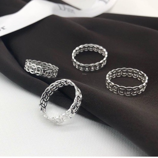 Nhẫn kim tiền bạc thật chuẩn 925 DaLiA Jewelry nhẫn bạc nữ trơn cá tính cho nàng xinh