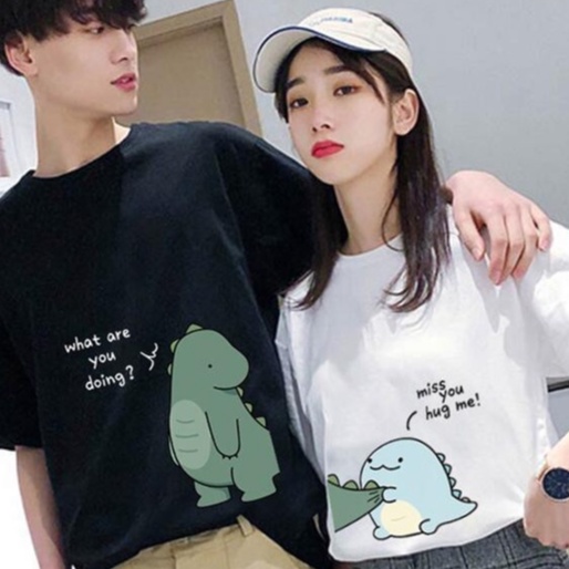 Top Áo Thun Cặp Đôi Tay Ngắn In Chữ MISS YOU HUG ME Big Screen Làm Quà Tặng Cho Nam Nữ