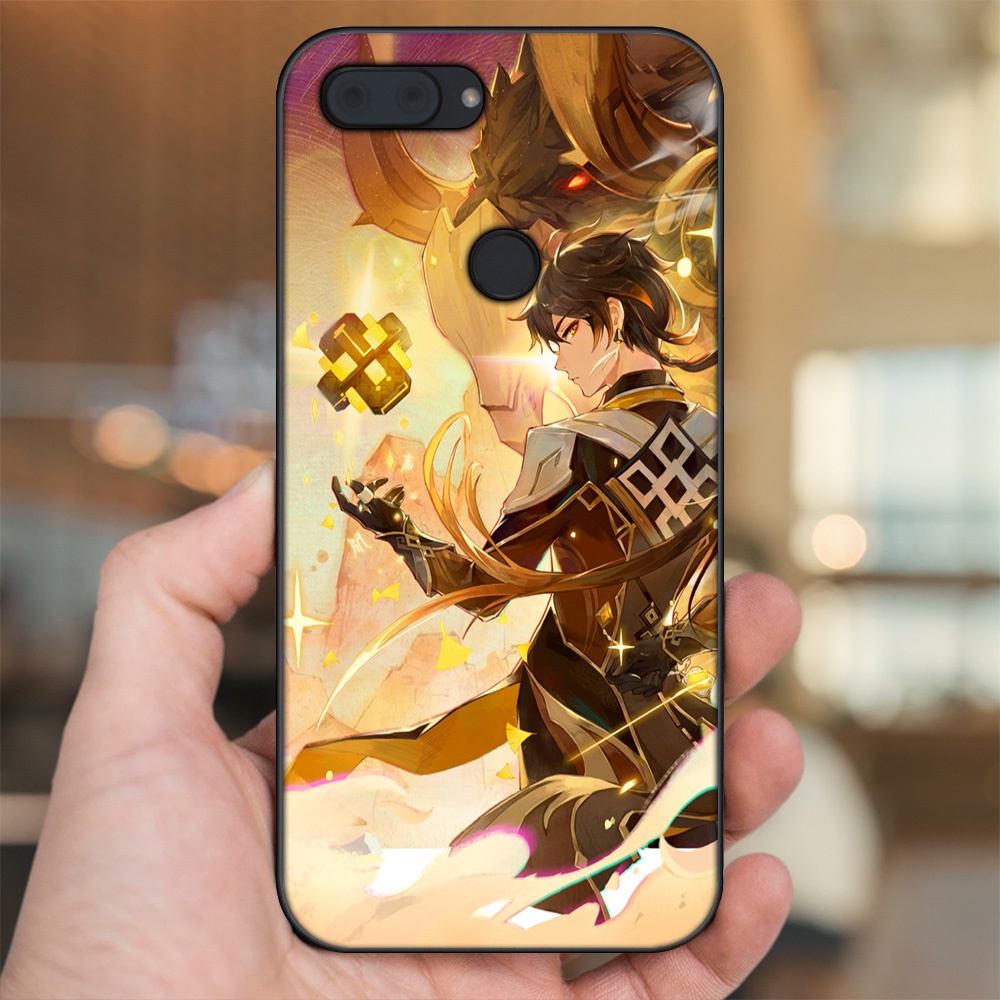 Ốp lưng Xiaomi Mi 8 Lite viền đen in hình Zhongli Genshin Impact