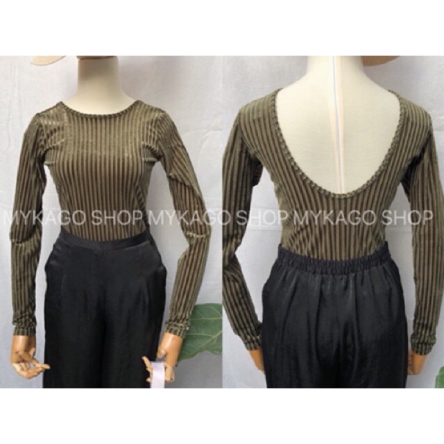 Bodysuit Khoét Lưng Nhung Gân F21 | BigBuy360 - bigbuy360.vn