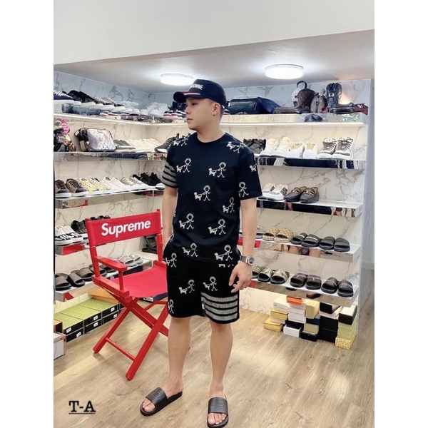 Bộ thom Brown , bộ thun dáng thể thao nam 2 màu đen trắng