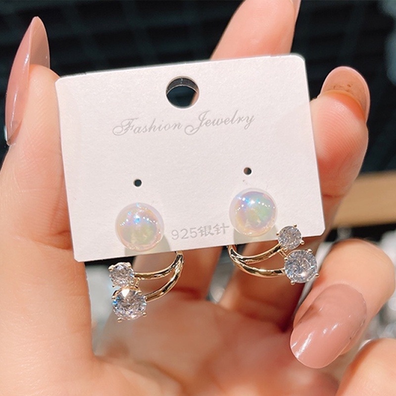 MANYUE Bông tai đính ngọc trai zircon phong cách thời trang Hàn Quốc mới