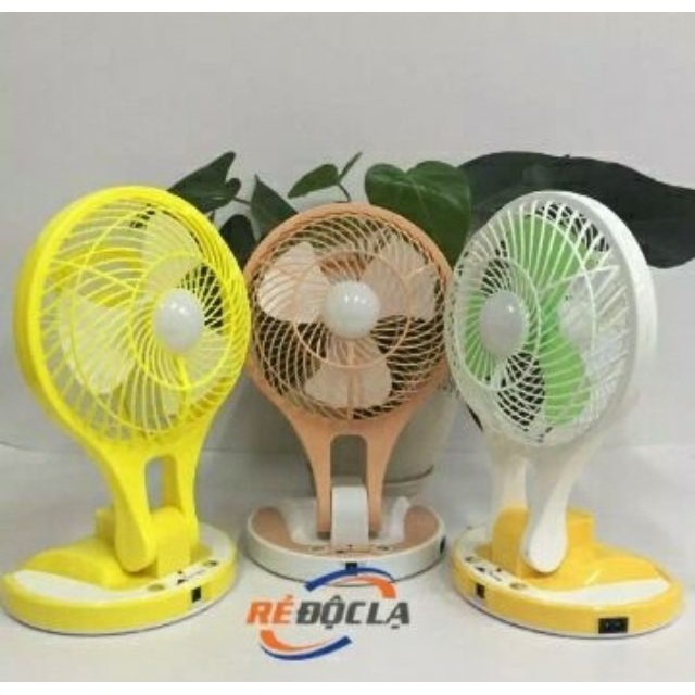 Quạt sạc tích điện mini Fan JR-558 siêu tiết kiệm pin. có đèn thắp sáng và cổng USB